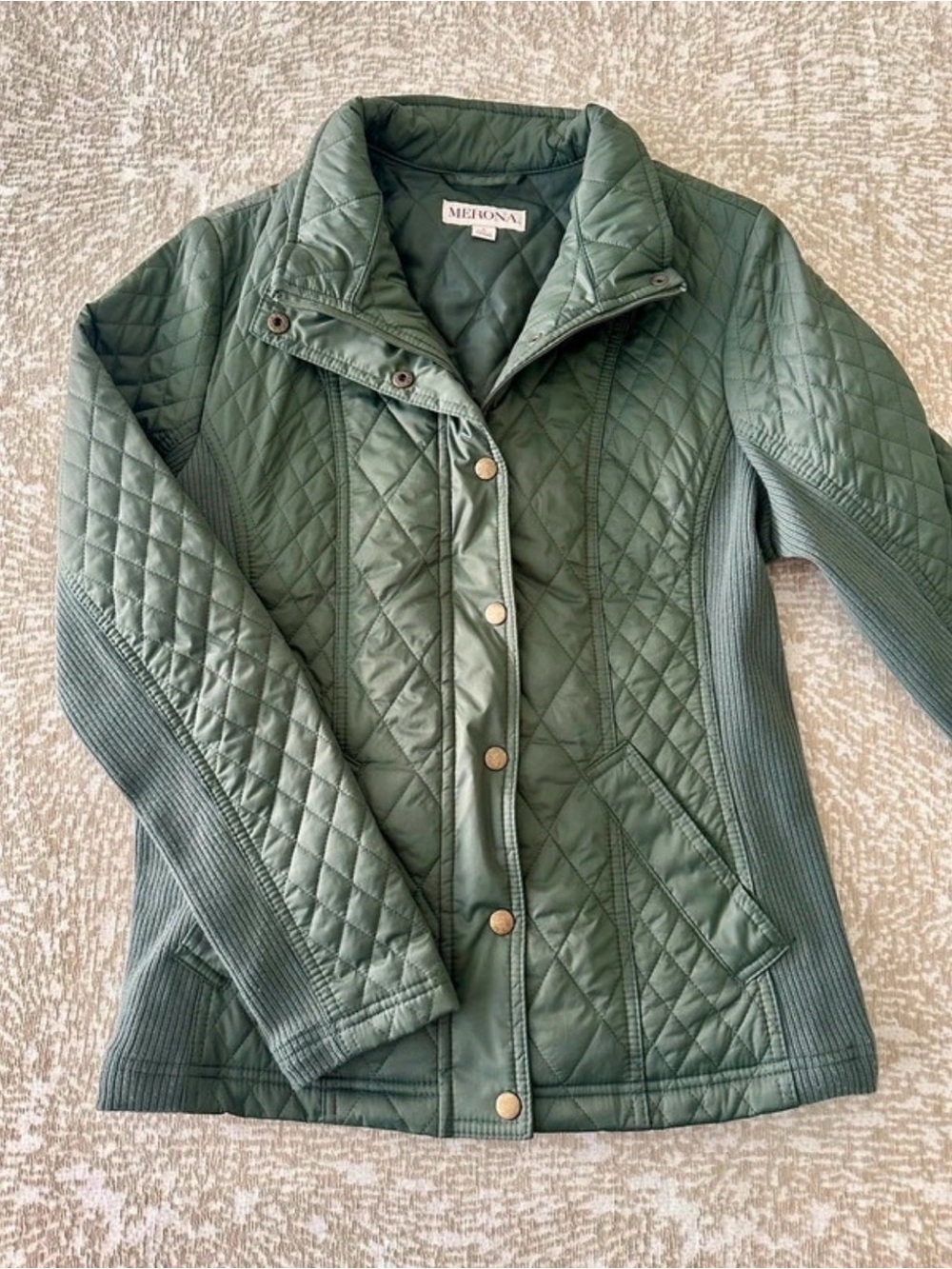 Merona Quilted Puffy Jacket in Olive Green